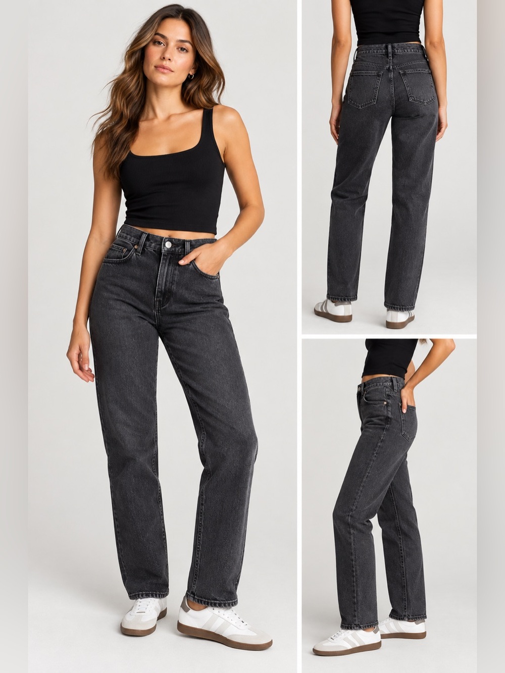 Everlane The Curvy ’90s Cheeky Straight Jeans – Black/Charcoal – Organic Cotton